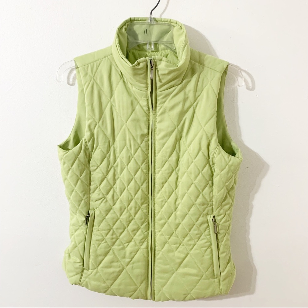 Coldwater Creek Full Front Zip Insulated Quilted Vest Zip Side Pockets Mock Neck